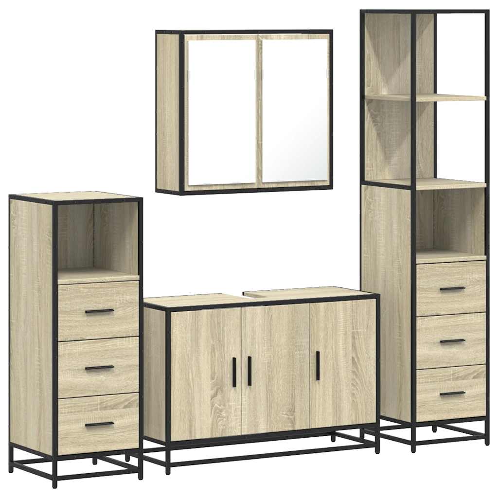 4 Piece Bathroom Furniture Set Sonoma Oak Engineered Wood
