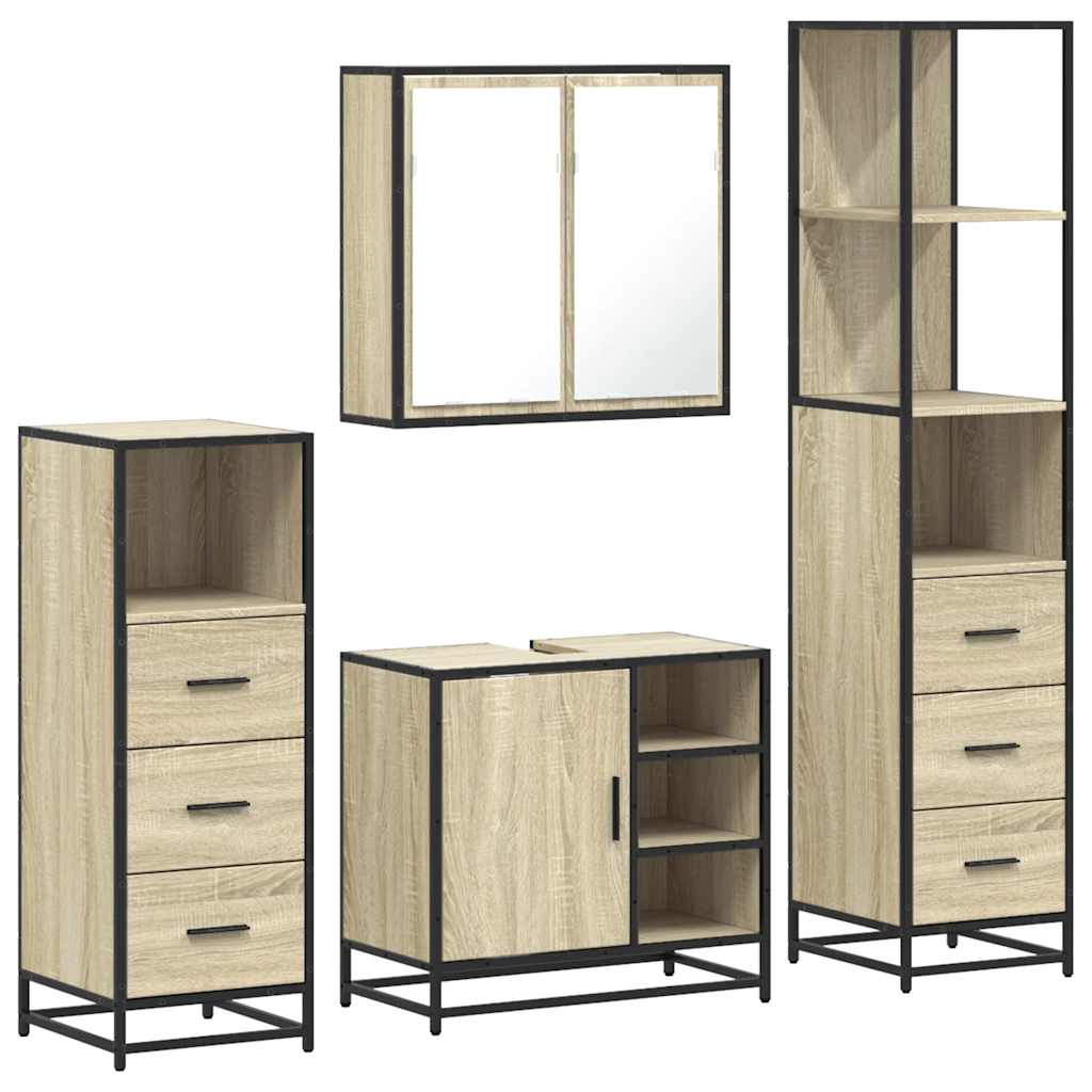 4 Piece Bathroom Furniture Set Sonoma Oak Engineered Wood