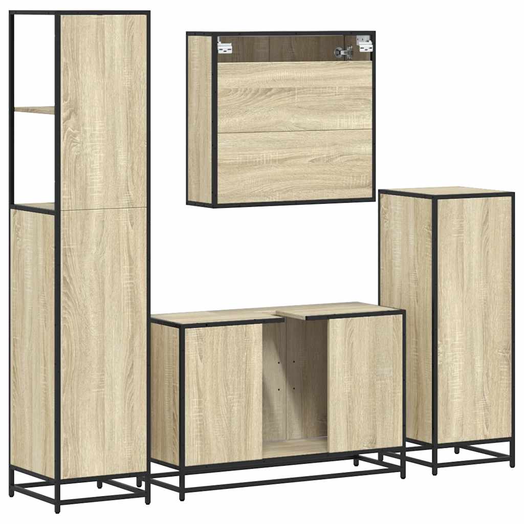 4 Piece Bathroom Furniture Set Sonoma Oak Engineered Wood