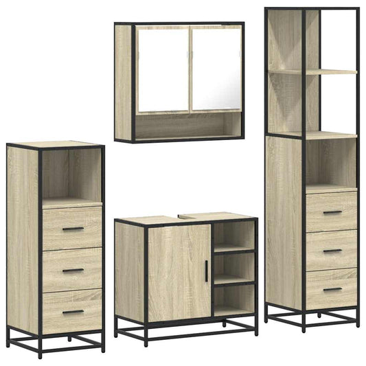 4 Piece Bathroom Furniture Set Sonoma Oak Engineered Wood