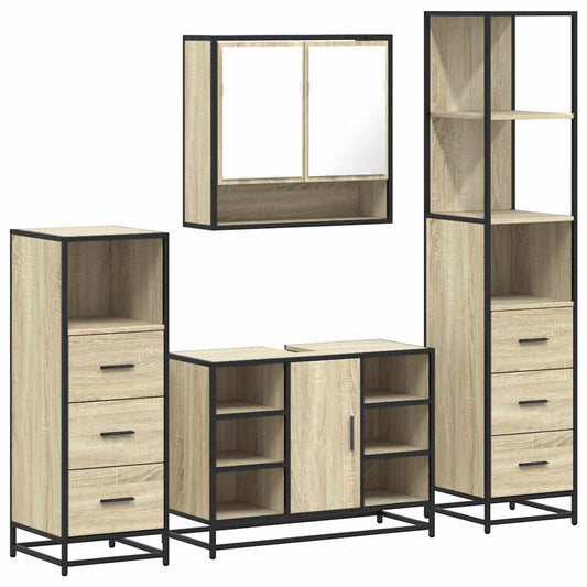 4 Piece Bathroom Furniture Set Sonoma Oak Engineered Wood