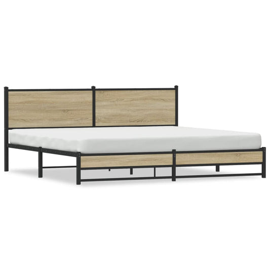Metal Bed Frame without Mattress Sonoma Oak 200x200 cm