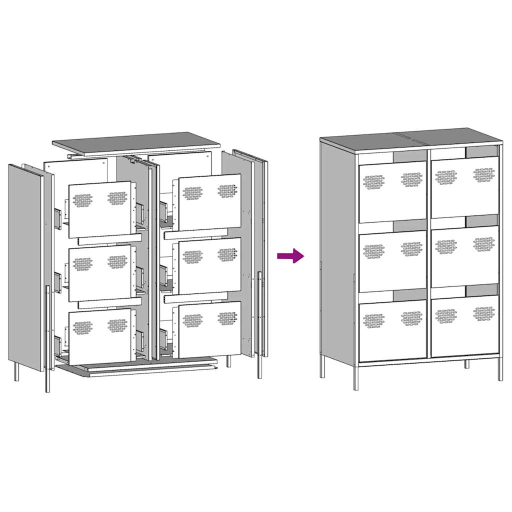 Highboard Black 68x39x101.5 cm Steel