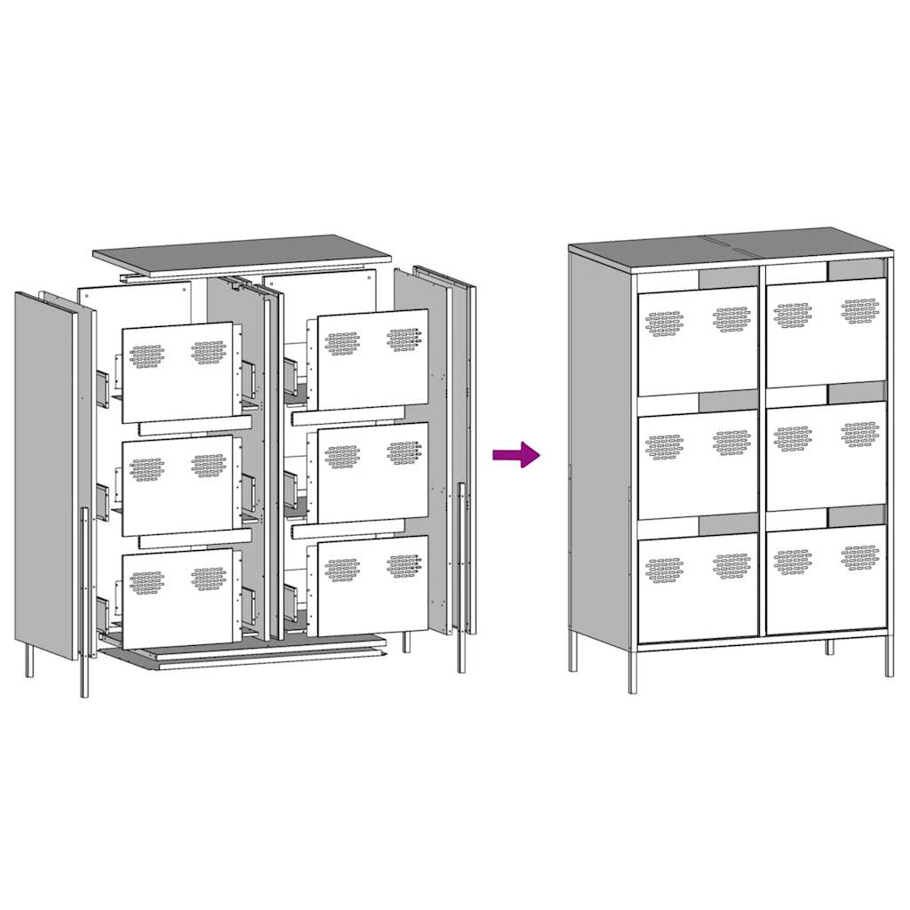 Highboard Anthracite 68x39x101.5 cm Steel