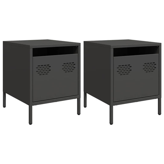 Bedside Cabinets 2 pcs Black 35x39x43.5 cm Steel