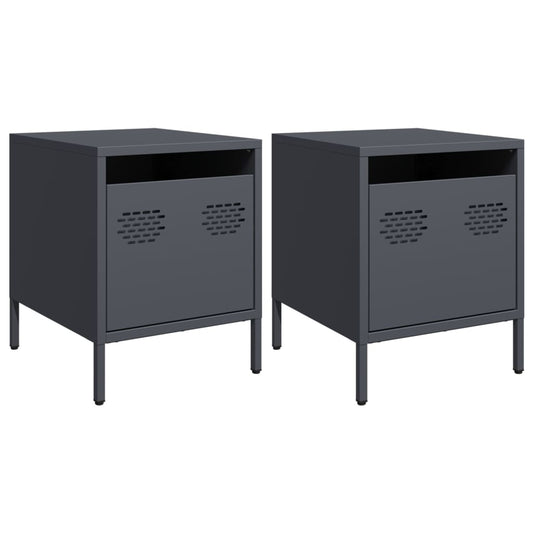 Bedside Cabinets 2 pcs Anthracite 35x39x43.5 cm Steel