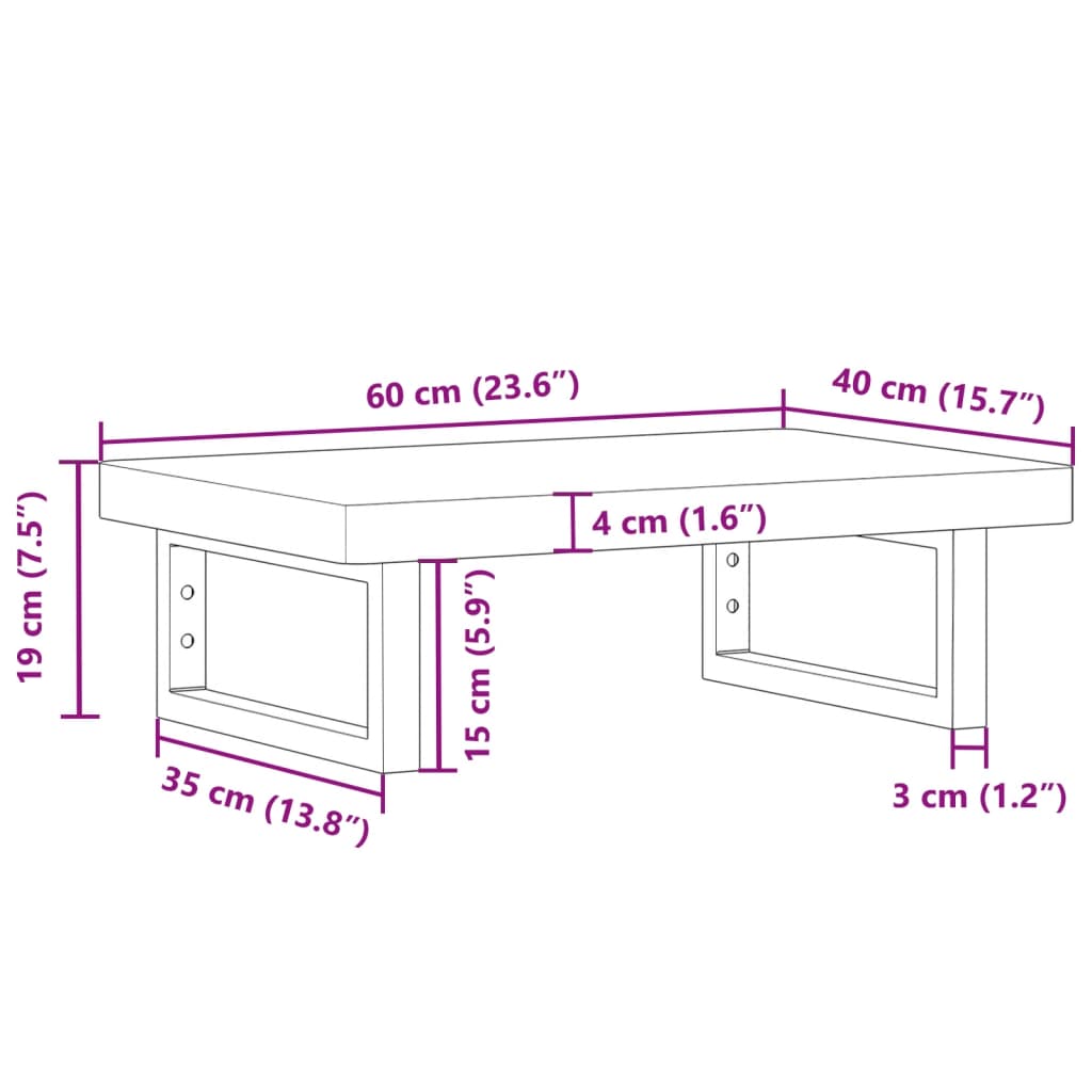 Basin Shelf Wall Mounted Steel and Solid Wood Beech
