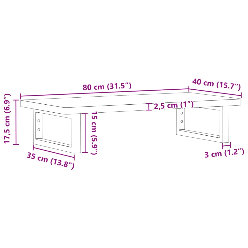 Basin Shelf Wall Mounted Steel and Solid Wood Beech