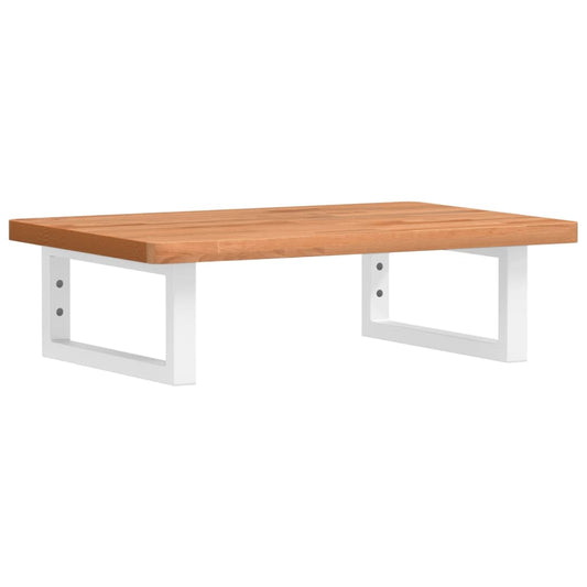 Basin Shelf Wall Mounted Steel and Solid Wood Beech