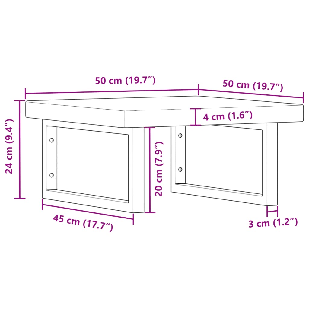Basin Shelf | Light brown, Black | Solid oak wood, Steel | Medium