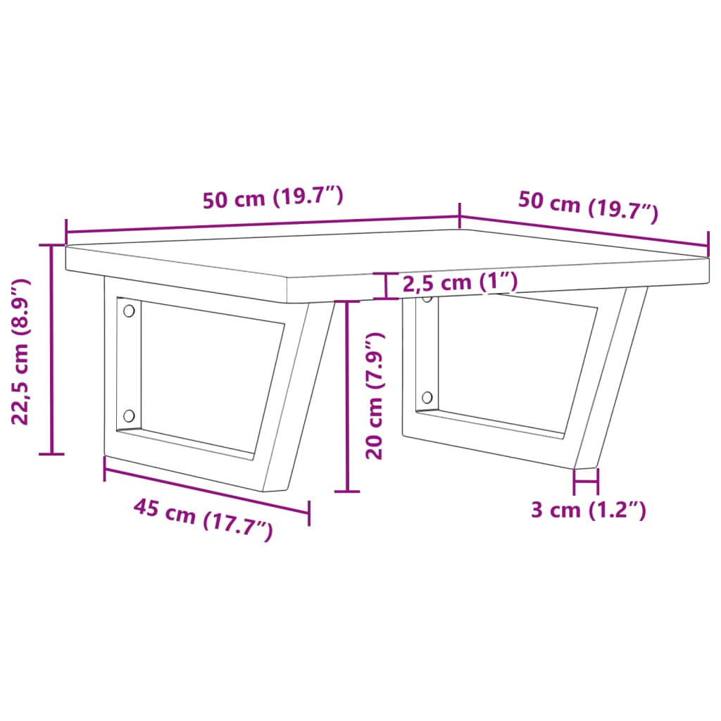 Basin Shelf Wall Mounted Steel and Solid Wood Beech