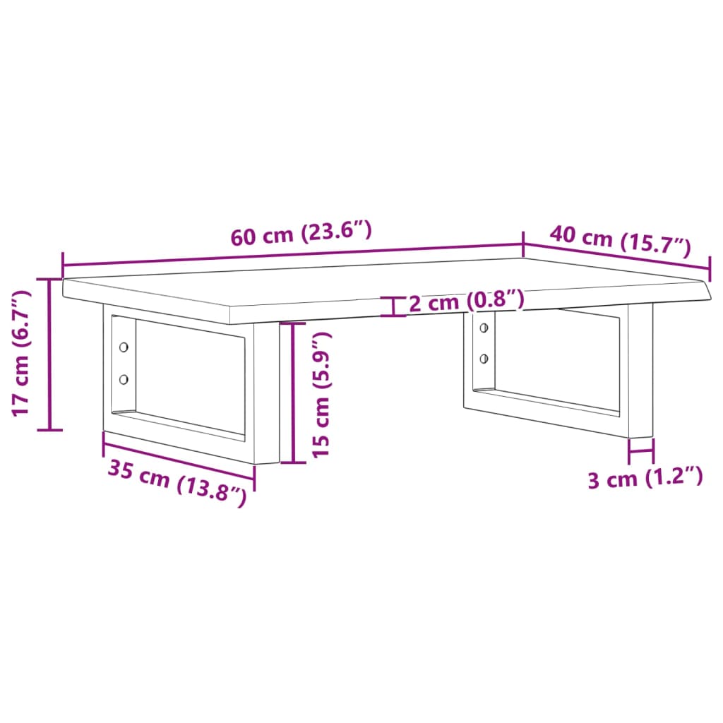 Basin Shelf Wall Mounted Steel and Solid Wood Oak