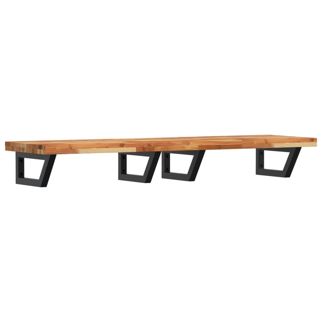 Basin Shelf Wall Mounted Steel and Solid Wood Acacia