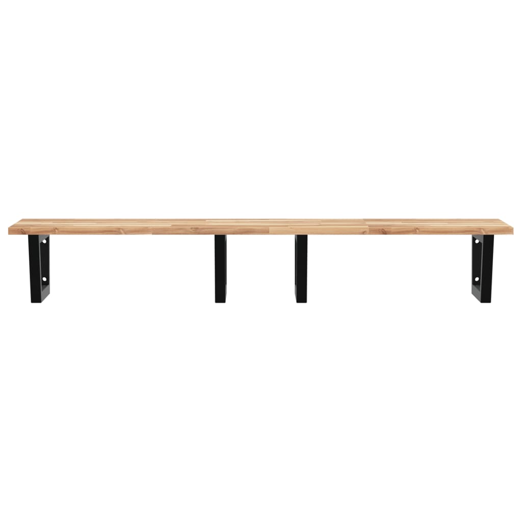 Basin Shelf Wall Mounted Steel and Solid Wood Acacia