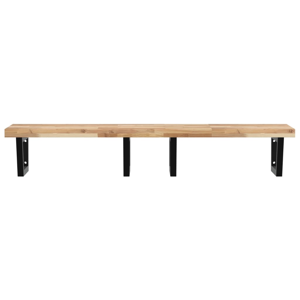 Basin Shelf Wall Mounted Steel and Solid Wood Acacia