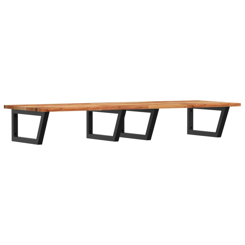Basin Shelf Wall Mounted Steel and Solid Wood Acacia