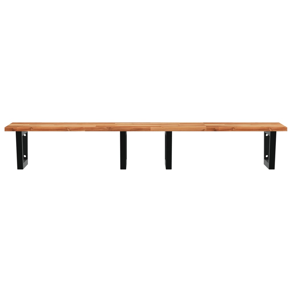 Basin Shelf Wall Mounted Steel and Solid Wood Acacia