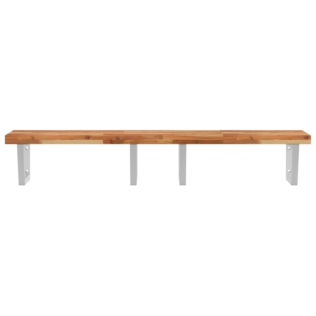 Basin Shelf Wall Mounted Steel and Solid Wood Acacia