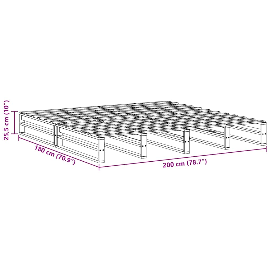 Bed Frame without Mattress White 200x200 cm Solid Wood Pine