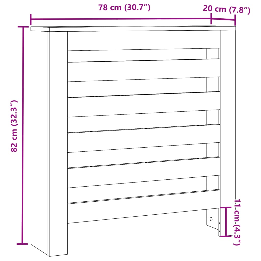 Radiator Cover Concrete Grey 78 x 20 x 82 cm Engineered Wood