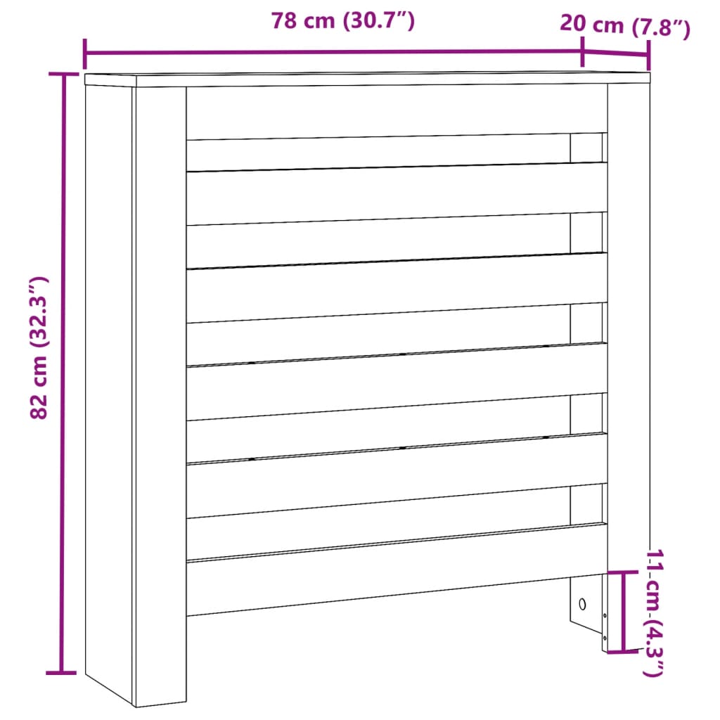 Radiator Cover Brown Oak Engineered Wood