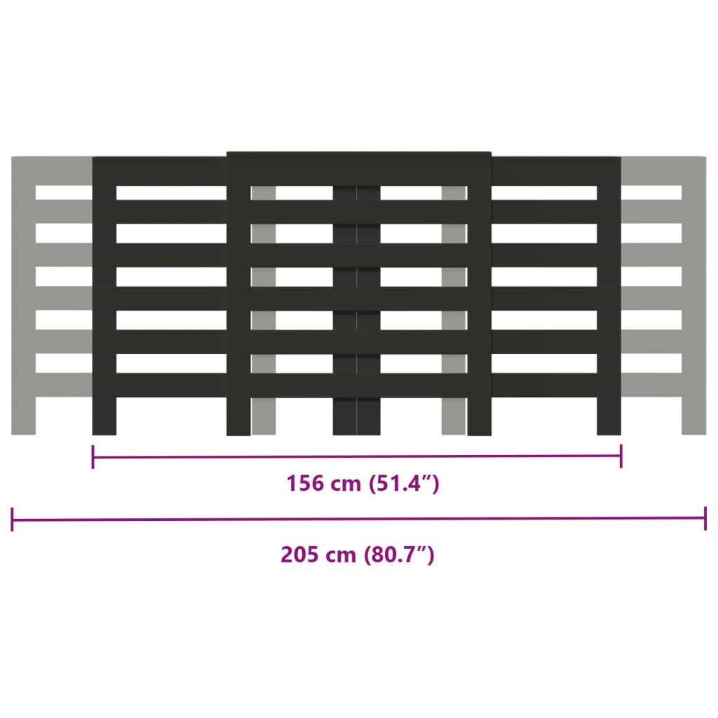 Radiator Cover Black 205 x 21.5 x 83.5 cm Engineered Wood