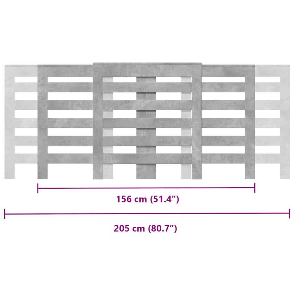 Radiator Cover Concrete Grey 205 x 21.5 x 83.5 cm