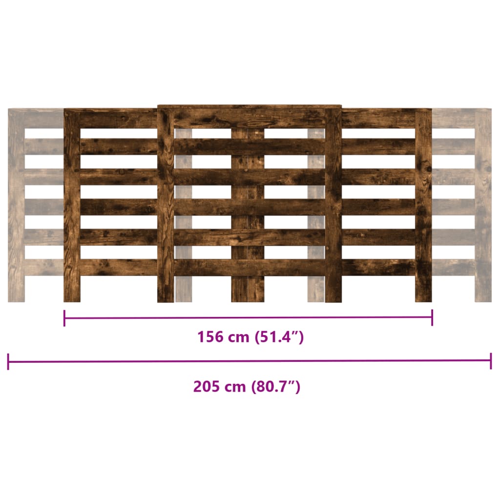 Radiator Cover Smoked Oak 205 x 21.5 x 83.5 cm Engineered Wood