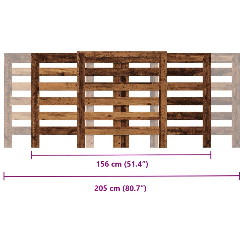 Radiator Cover Old Wood 205 x 21.5 x 83.5 cm Engineered Wood