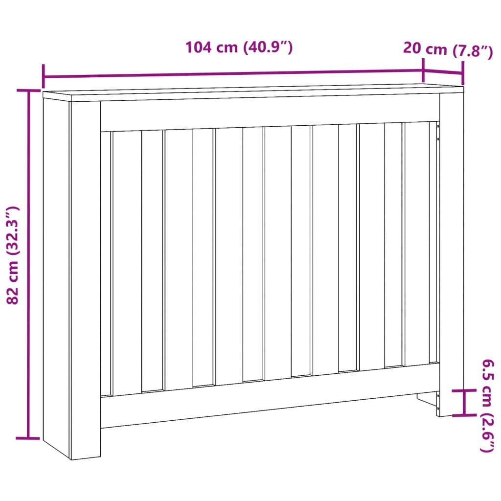 Radiator Cover Old Wood 104 x 20 x 82 cm Engineered Wood