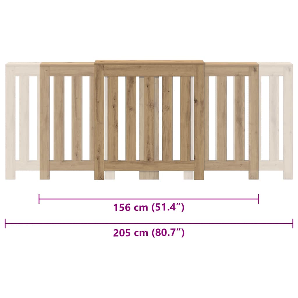 Radiator Cover Oak 205 x 21.5 x 83.5 cm Engineered Wood