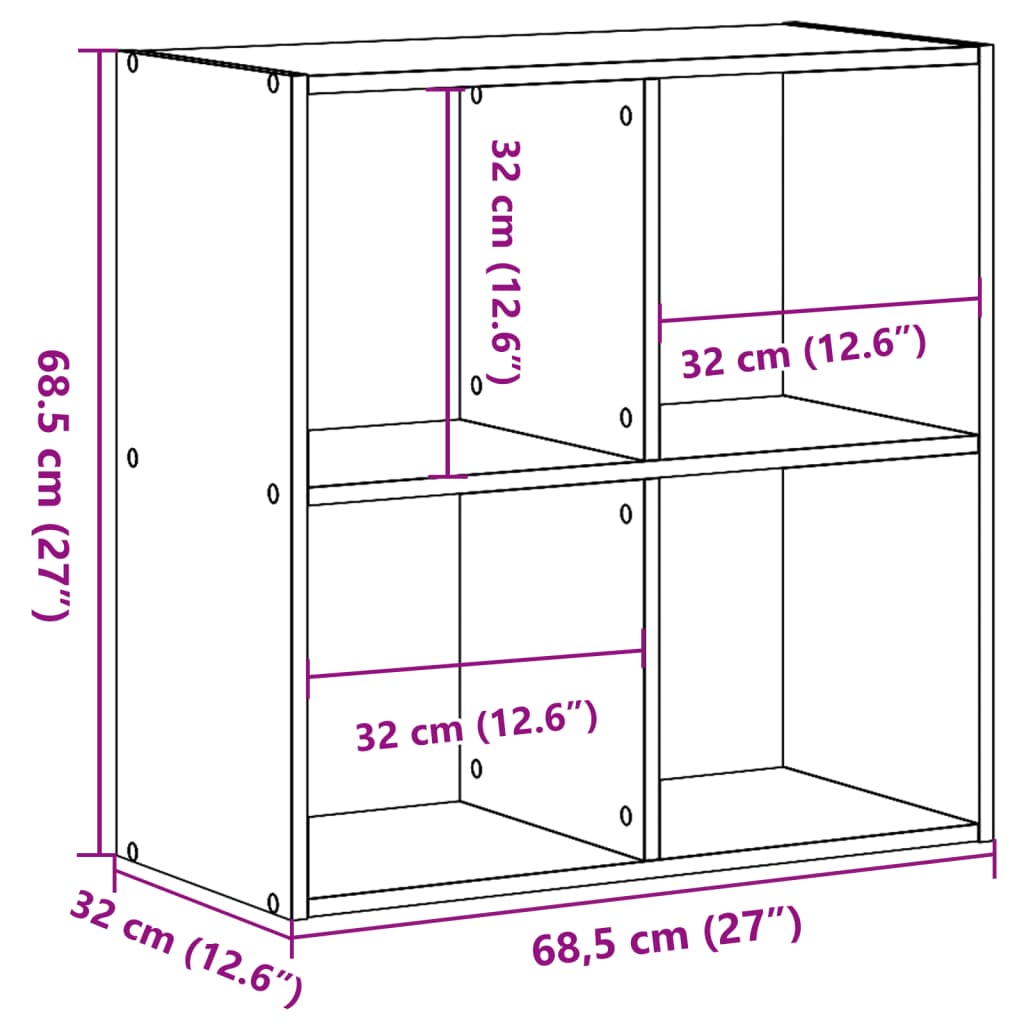Bookcase Sonoma Oak 68,5x32x68,5 cm Engineered Wood