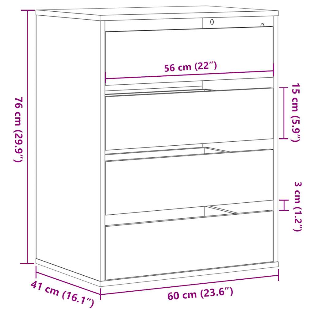Corner Chest of Drawers Grey Sonoma 60x41x76 cm Engineered Wood