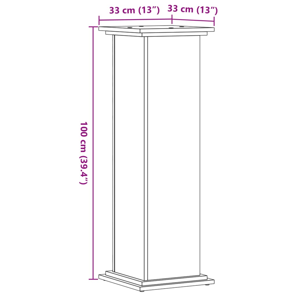 Plant Stand Concrete Grey 33 x 33 x 100 cm Engineered wood