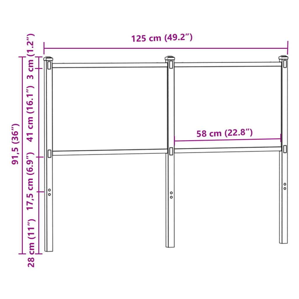 Replace Headboard Smoked Oak 120 cm Engineered Wood and Steel