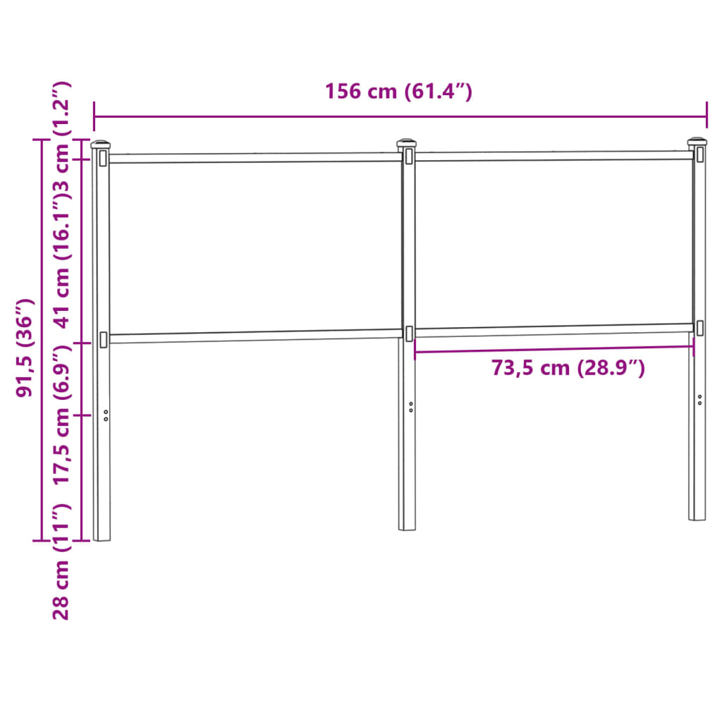 Replace Headboard Smoked Oak 150 cm Engineered Wood and Steel