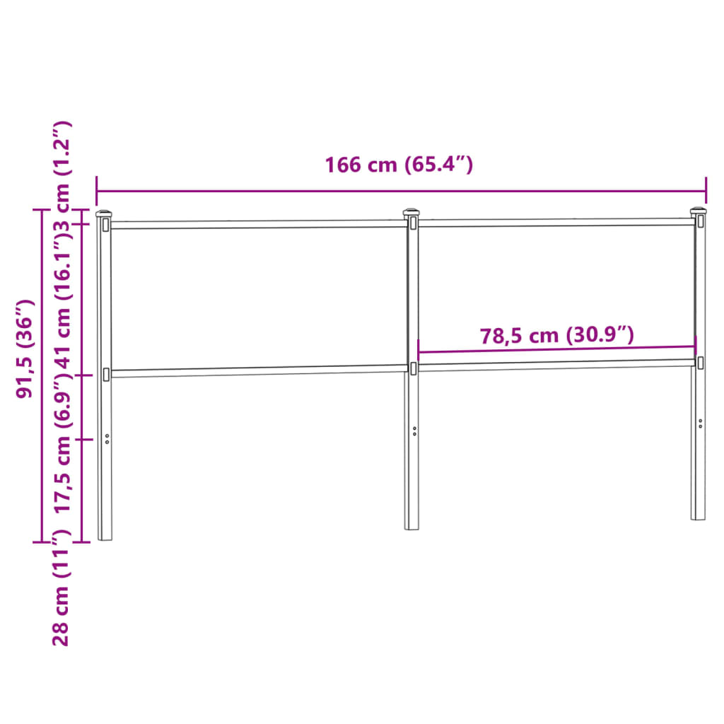 Replace Headboard Smoked Oak 160 cm Engineered Wood and Steel