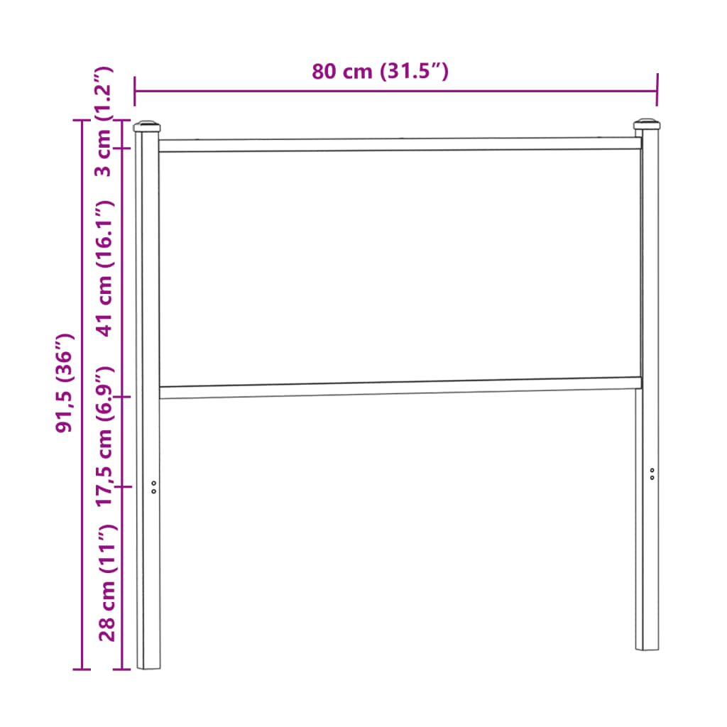 Replace Headboard Brown Oak 75 cm Engineered Wood and Steel