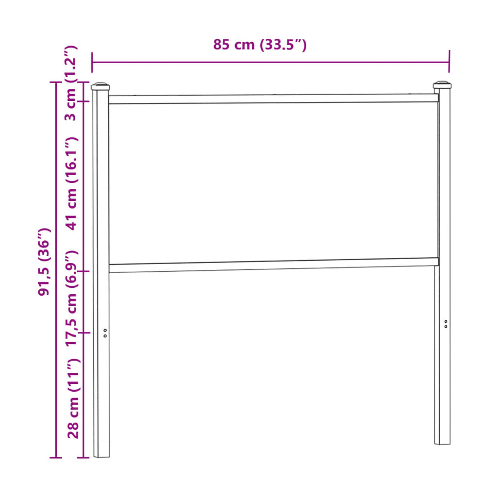 Replace Headboard Brown Oak 80 cm Engineered Wood and Steel