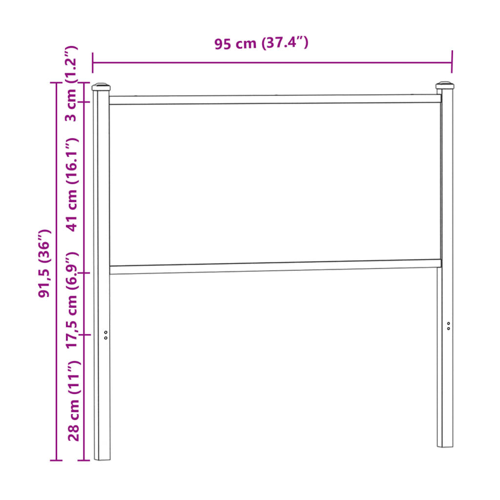 Replace Headboard Brown Oak 90 cm Engineered Wood and Steel