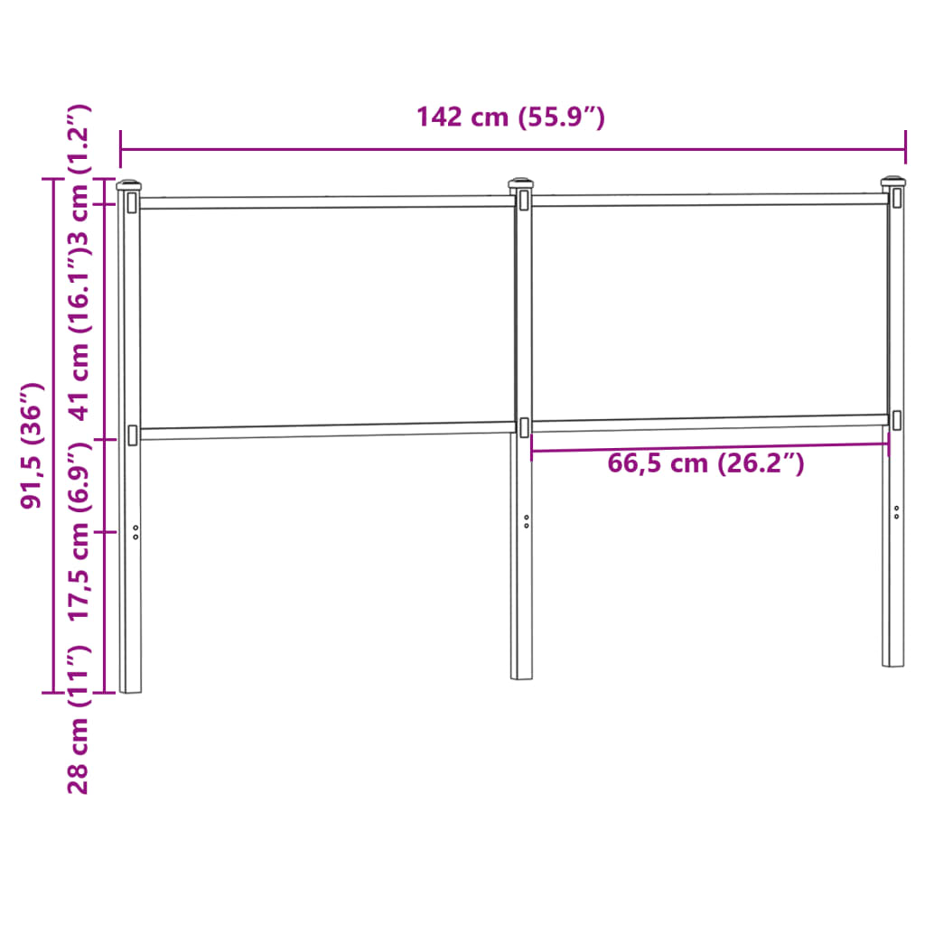 Replace Headboard Brown Oak 135 cm Engineered Wood and Steel