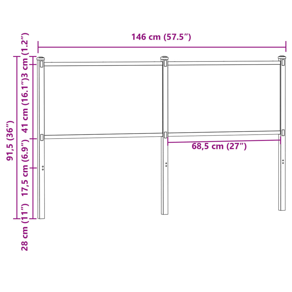 Replace Headboard Brown Oak 140 cm Engineered Wood and Steel