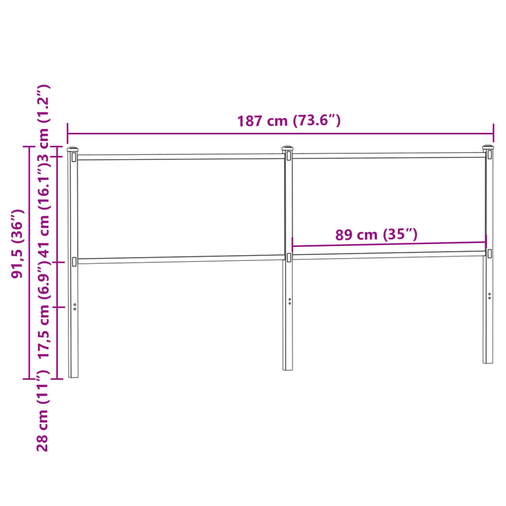 Replace Headboard Brown Oak 180 cm Engineered Wood and Steel