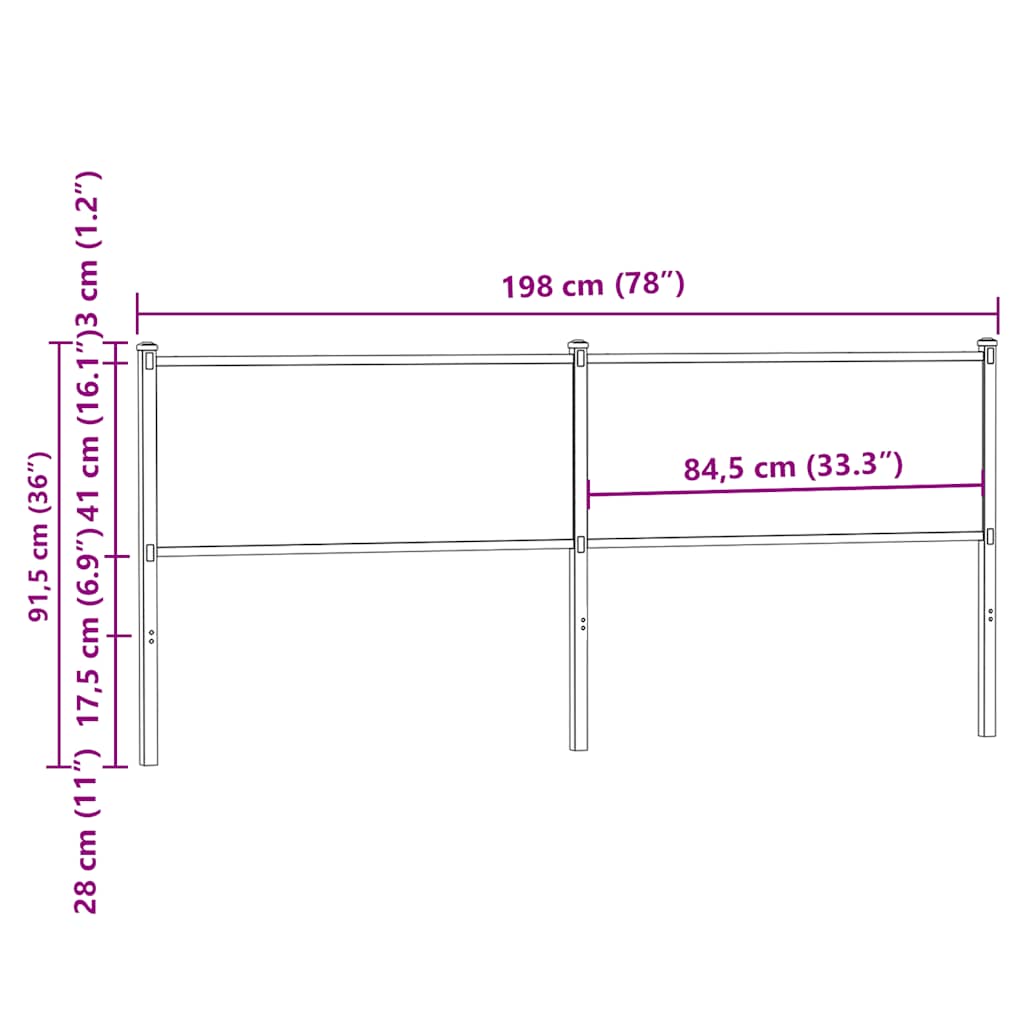 Replace Headboard Brown Oak 190 cm Engineered Wood and Steel