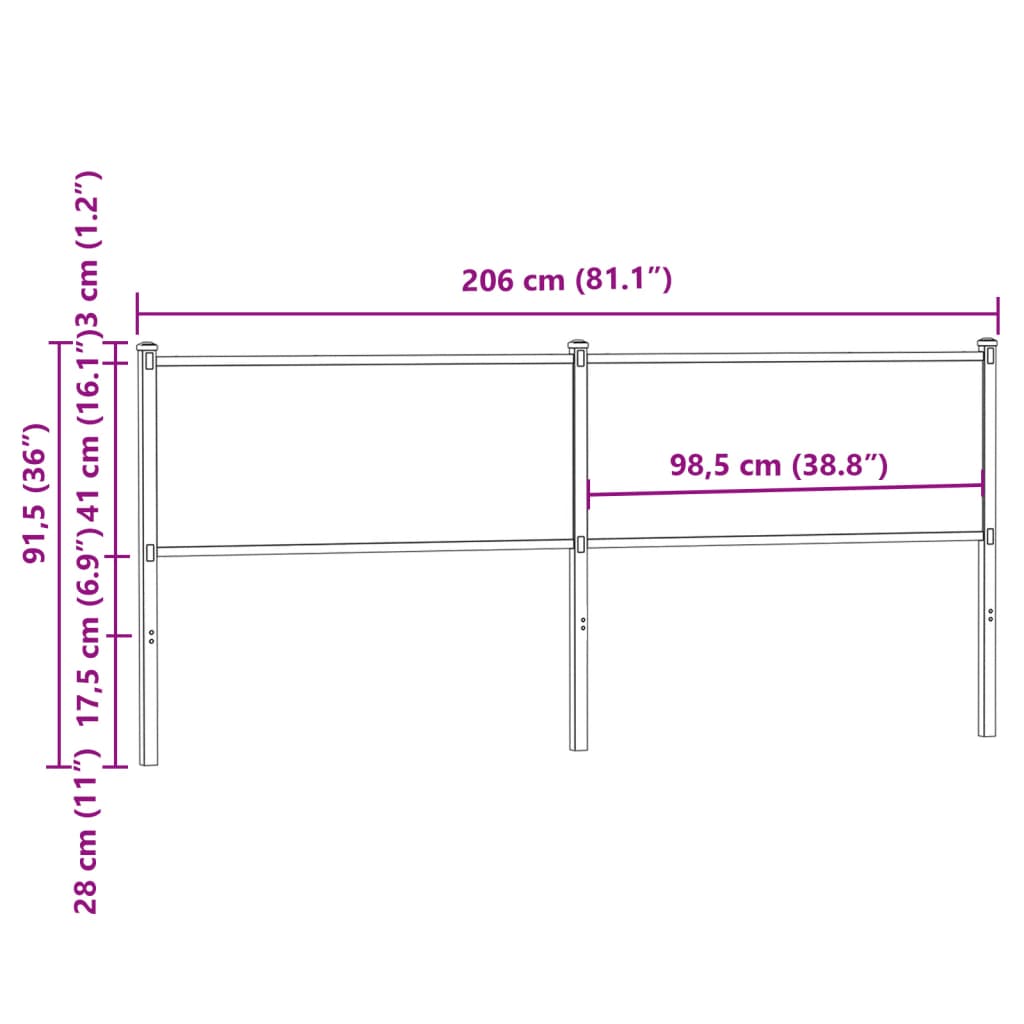 Replace Headboard Brown Oak 200 cm Engineered Wood and Steel