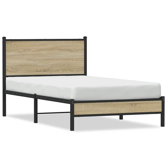 Metal Bed Frame without Mattress Sonoma Oak 107x203 cm