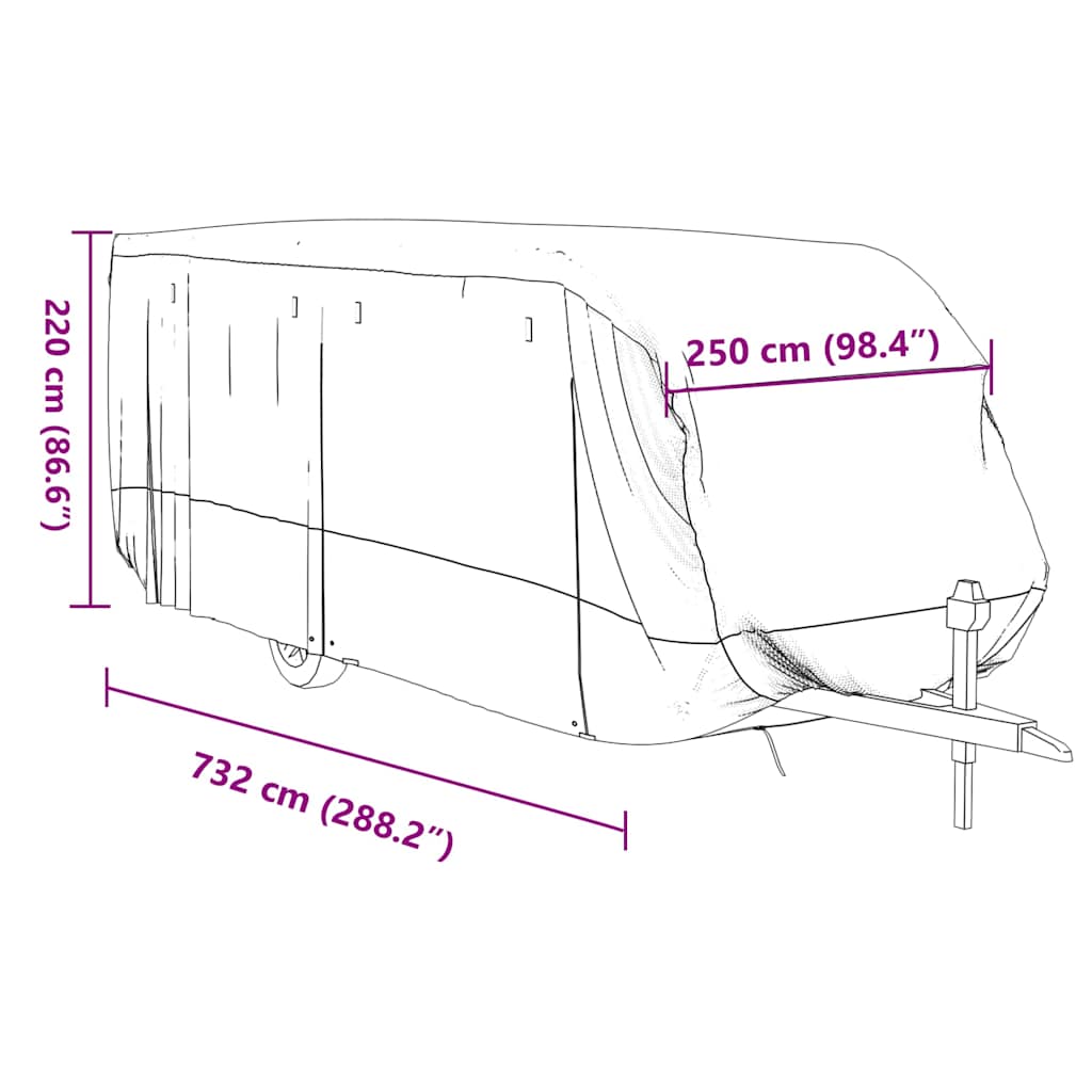 Caravan Cover Grey 732x250x220 cm Non-woven Fabric