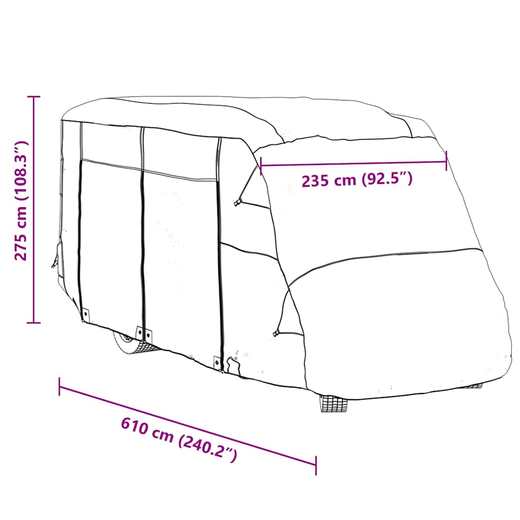 Motorhome Covers Grey 610x235x275 cm Non-woven Fabric