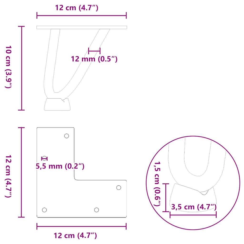 Hairpin Legs for Coffee Table 4 pcs White 10 cm Solid Steel