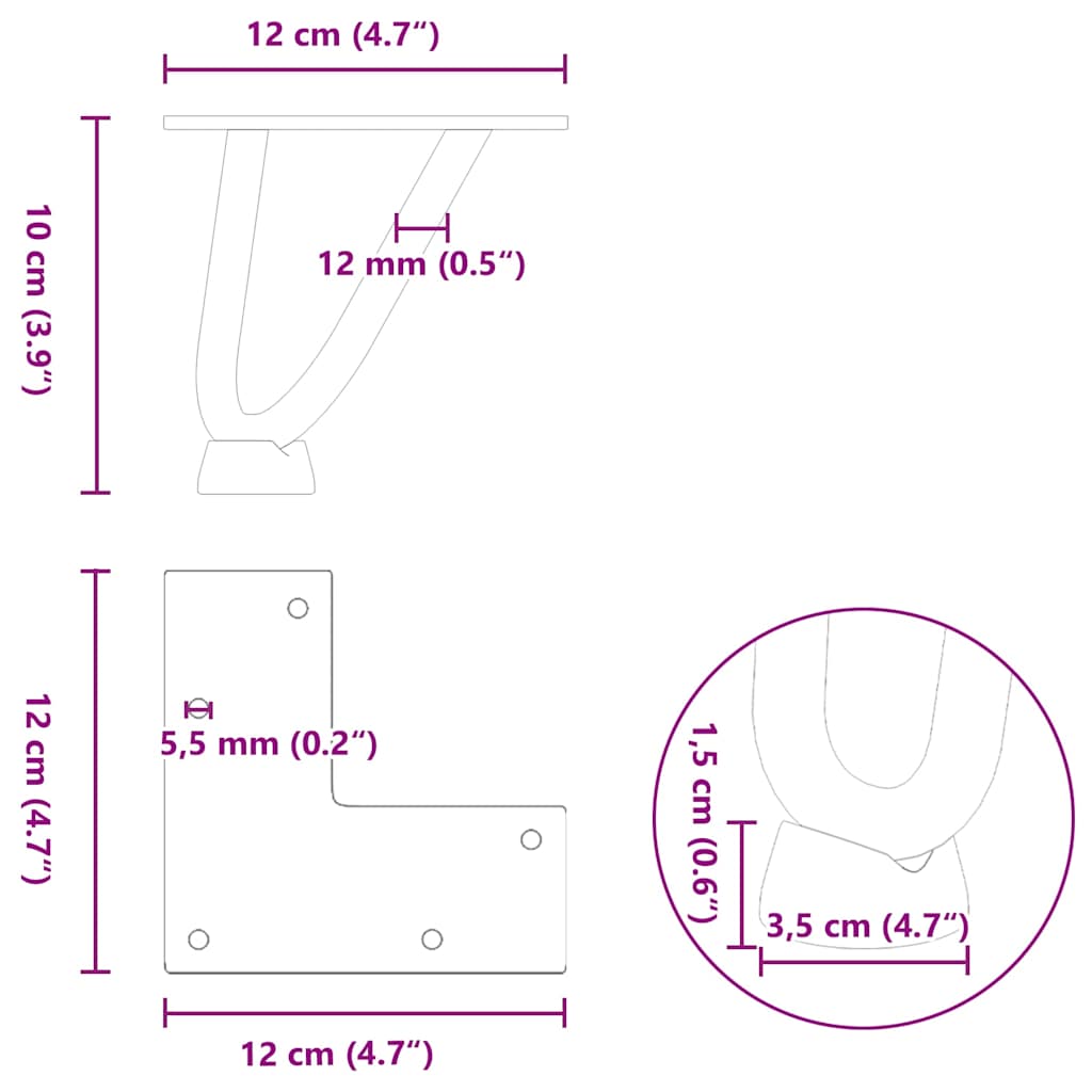 Hairpin Legs for Coffee Table 4 pcs Natural Steel 10 cm Solid Steel
